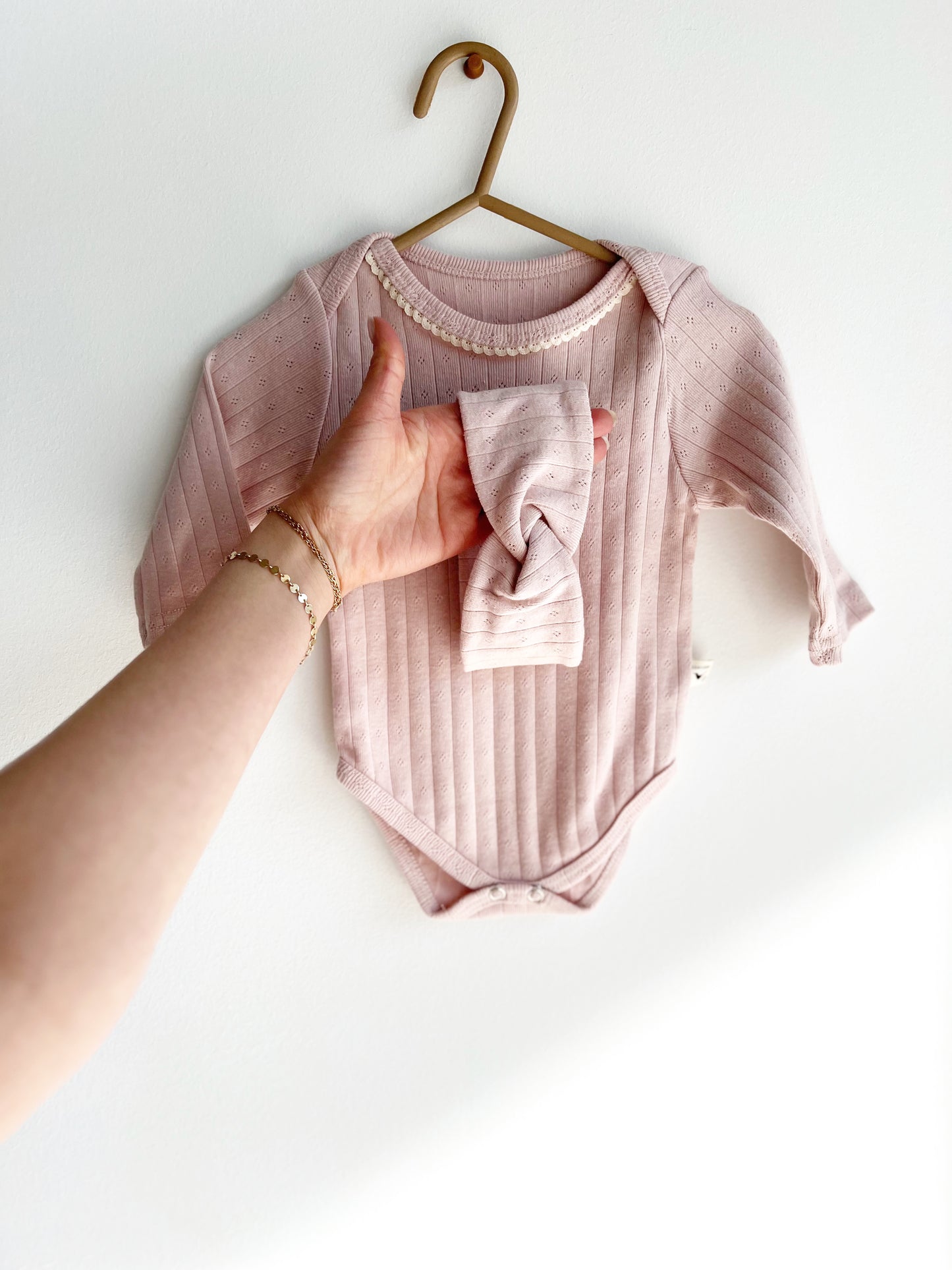 Baby Pink Onesie with Headband